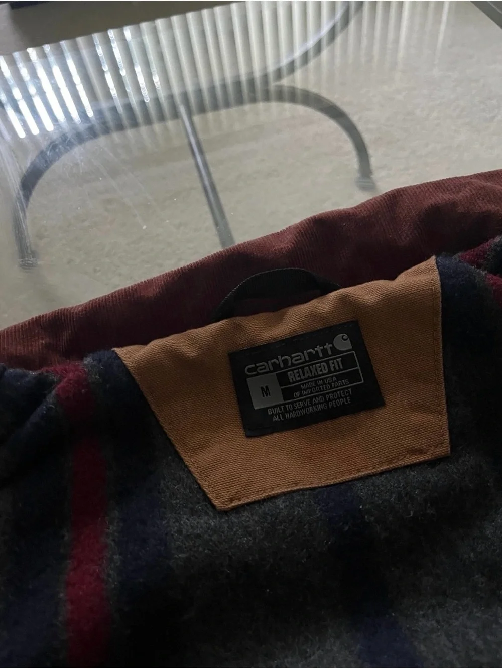 Carhartt Brown Canvas Work Jacket with Dark Corduroy Collar